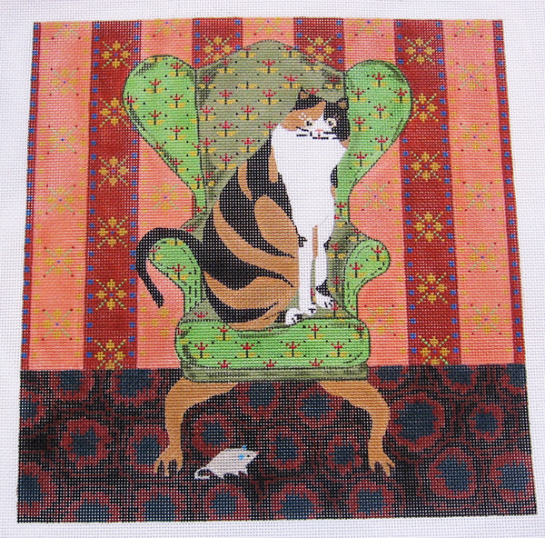 Needlepoint Cat on Chair Canvas