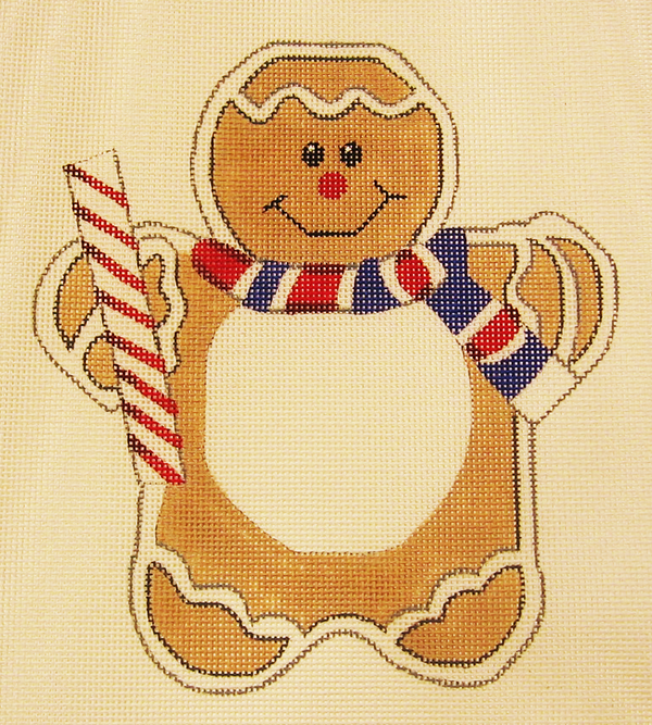 Needlepoint Gingerbread Man Picture Frame Canvas