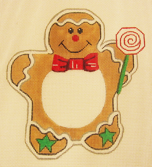 Needlepoint Gingerbread Man Picture Frame Canvas