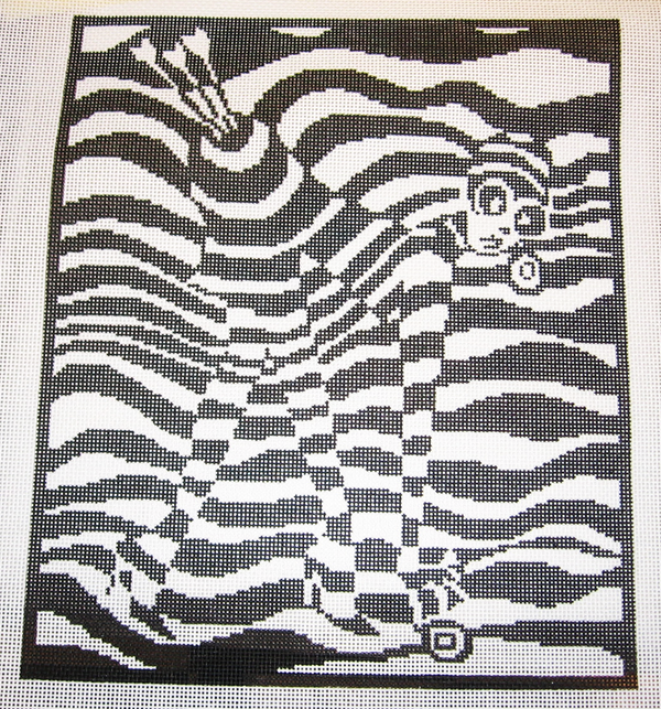 Needlepoint Black and White Abstract Canvas