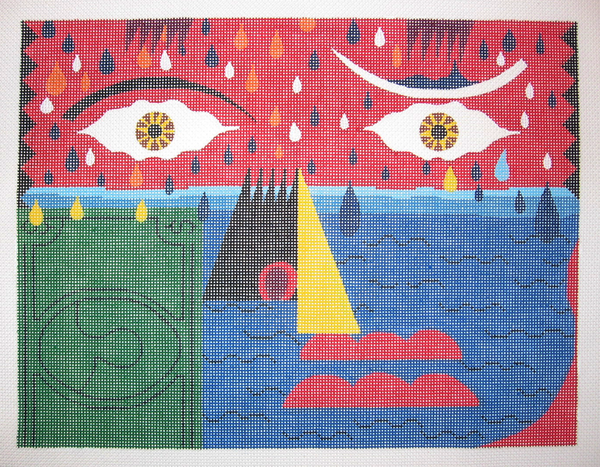 Needlepoint Folk Art Face Canvas