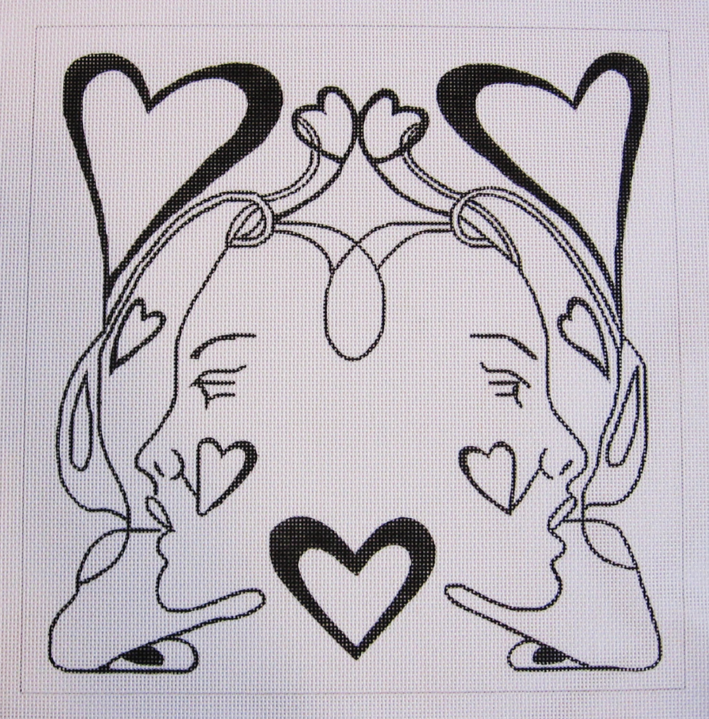 Needlepoint Hearts Canvas