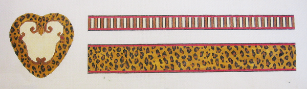 Needlepoint Large  Heart Shaped Leopard Print Box Canvas