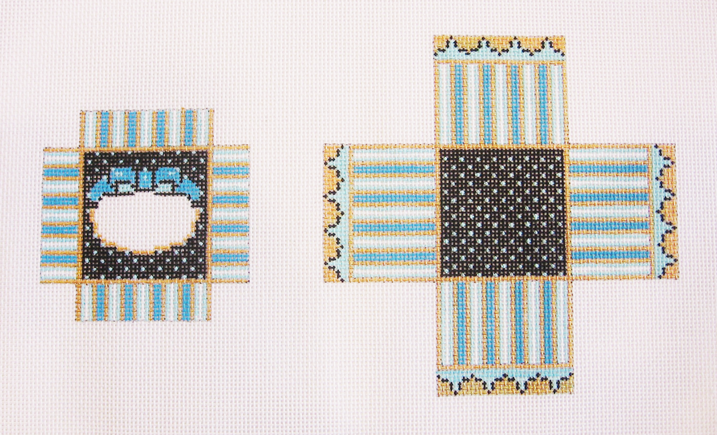 Needlepoint Small Blue Ribbon Box Canvas – Needlepoint Inc