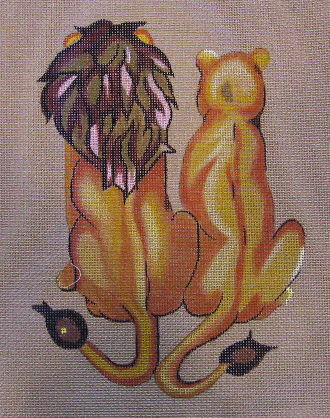 Needlepoint Lion Couple Canvas