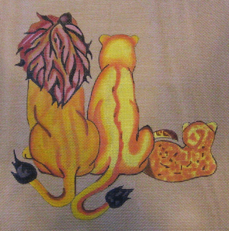 Needlepoint Lion Family Canvas