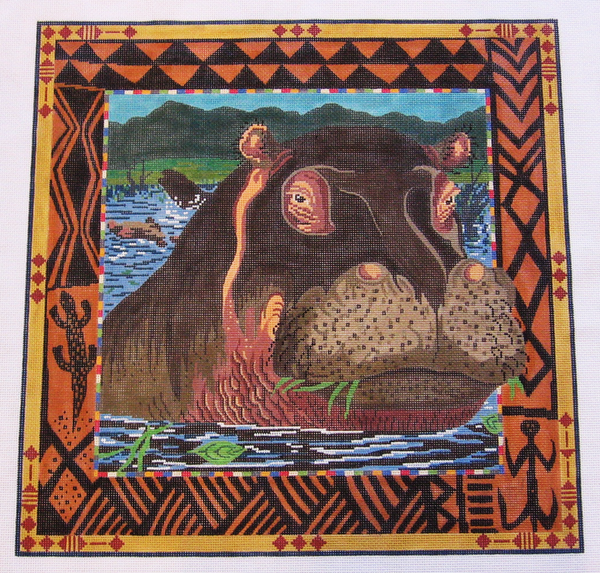 Needlepoint Hippo Canvas