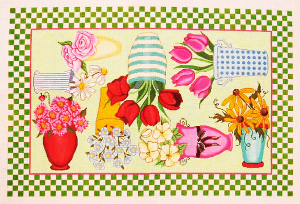 Needlepoint Flowers and Pots Canvas