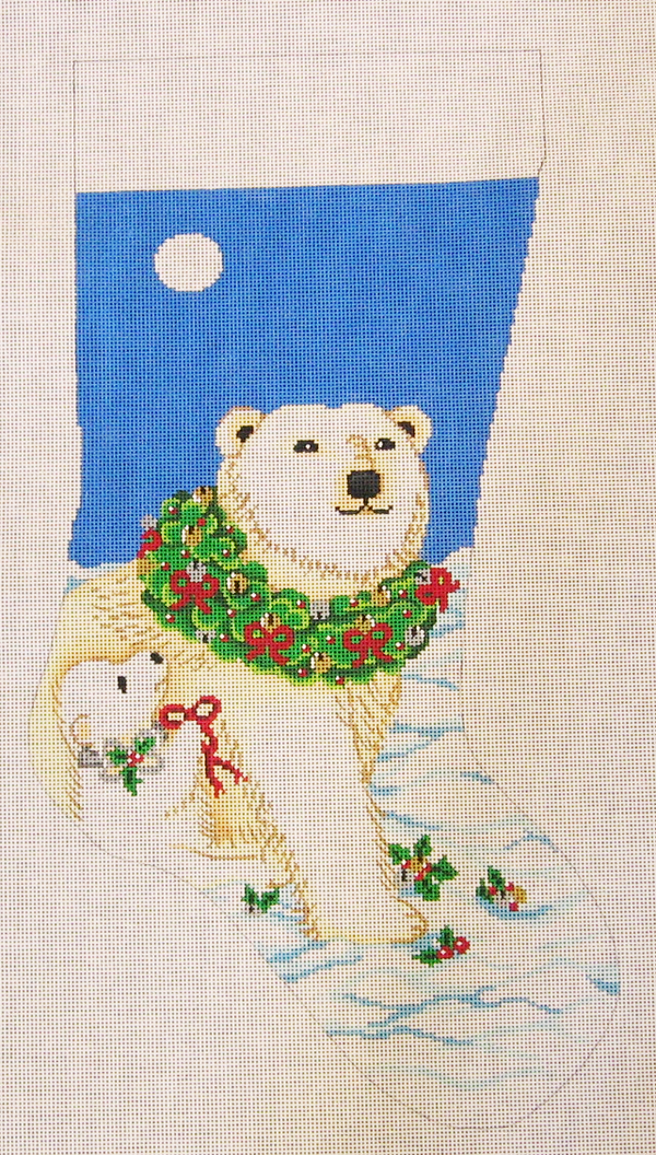 Needlepoint Polar Bears Stocking Canvas