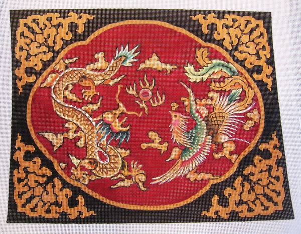 Needlepoint Dragon and Phoenix Canvas