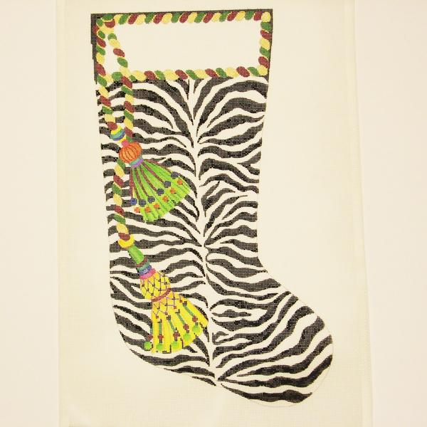 Needlepoint Zebra Print w/ Tassels canvas