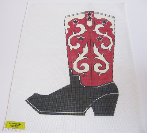 Needlepoint Red Cowboy Boot Canvas