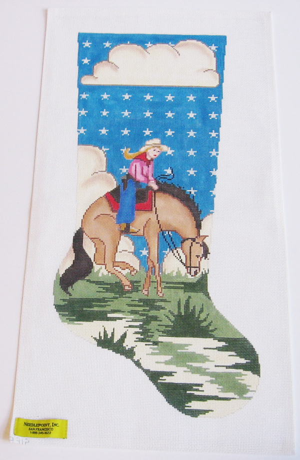Needlepoint Cowgirl Stocking Canvas