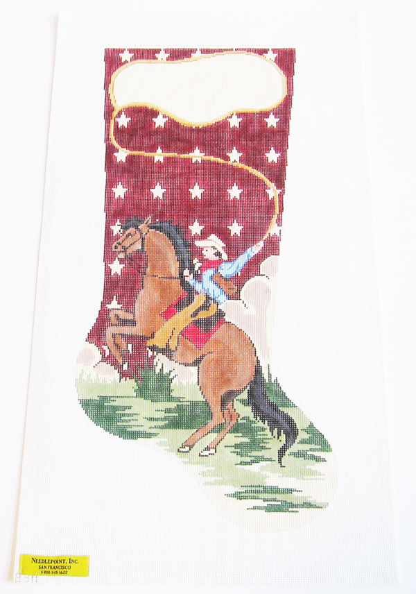 Needlepoint Cowboy Stocking Canvas